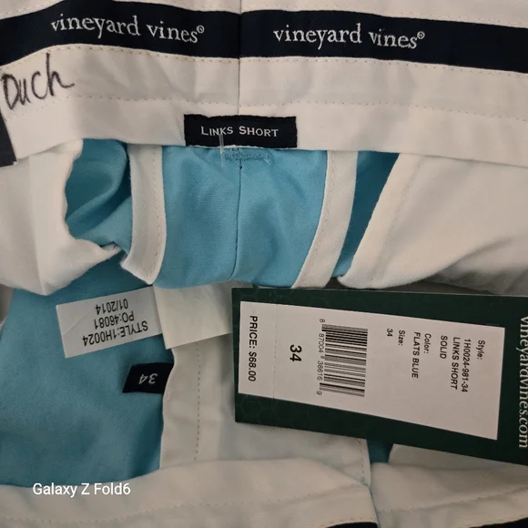 Vineyard Vines Links Shorts Blue Cotton Golf Chino Flat Front Men’s 34 NWT - Picture 4 of 6